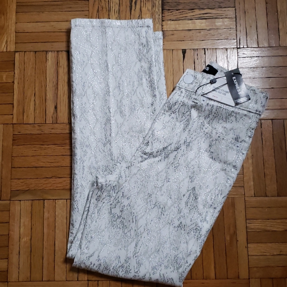 NEW!! Metallic Snakeskin Print Straight Pant - Picture 2 of 6